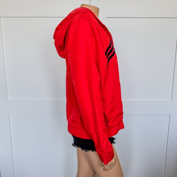 2004 Vintage Adidas-Lightweight Zip Up Hoodie Track Jacket-Red/Black-Size Medium - Picture 10 of 11